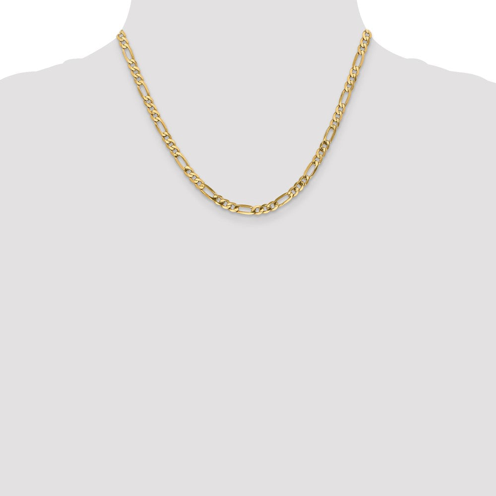 18 Inch 10K Yellow Gold 4.75mm Flat Figaro Chain Necklace
