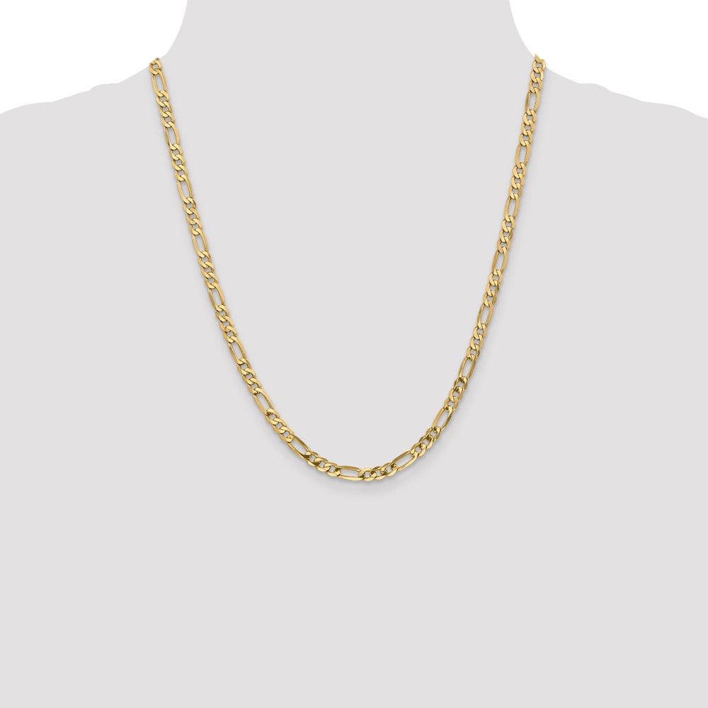 22 Inch 10K Yellow Gold 4.75mm Flat Figaro Chain Necklace