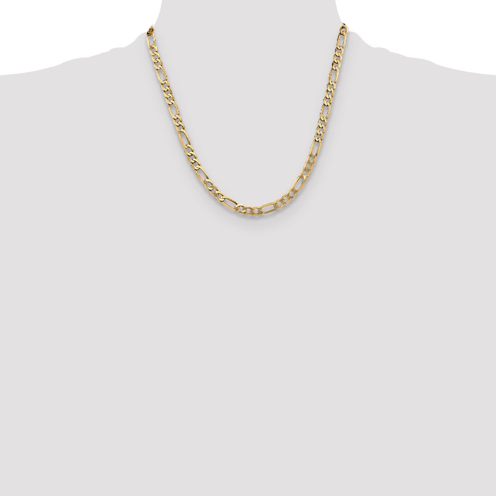 2 Inch 10K Yellow Gold 5.25mm Flat Figaro Chain Necklace