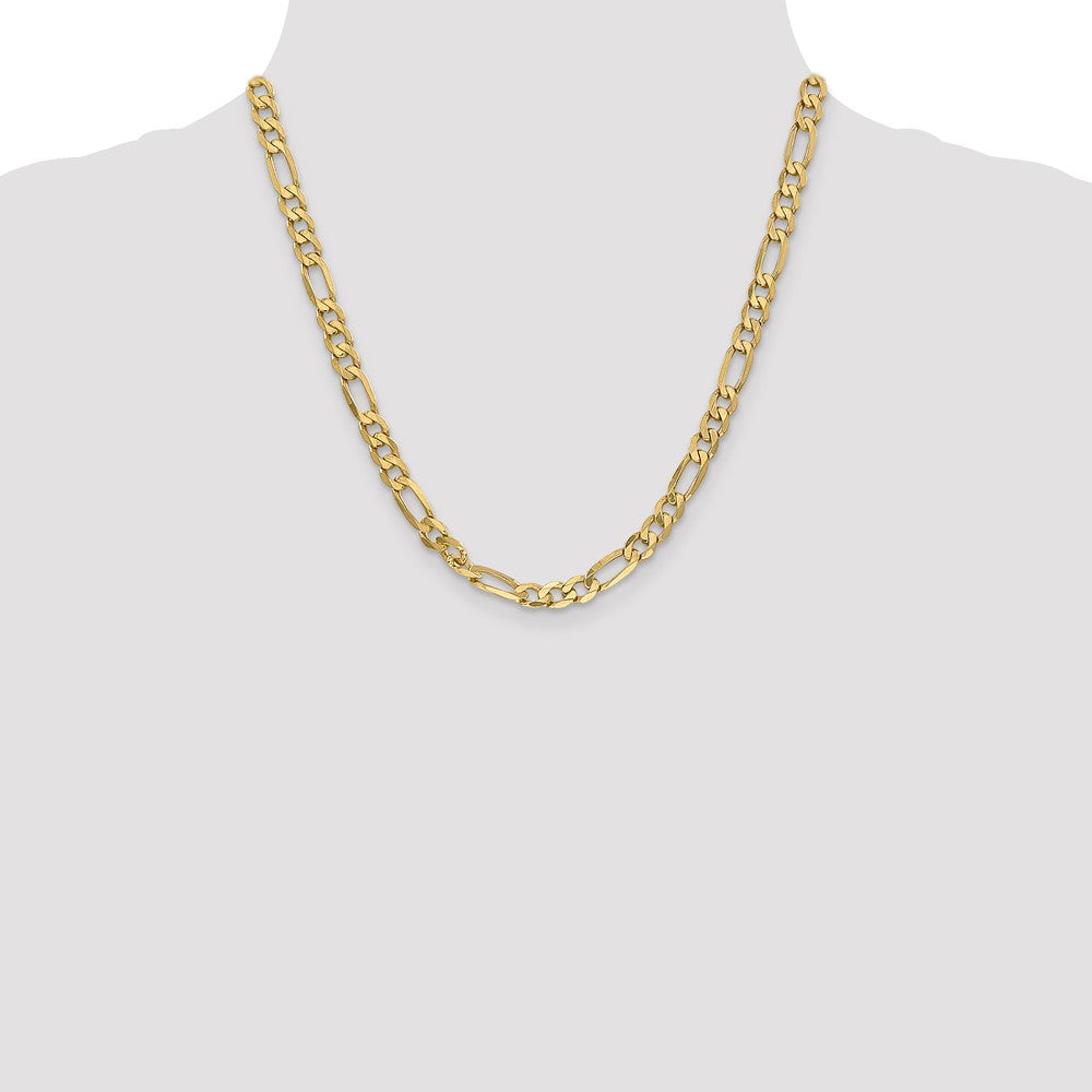 2 Inch 10K Yellow Gold 6.25mm Flat Figaro Chain Necklace