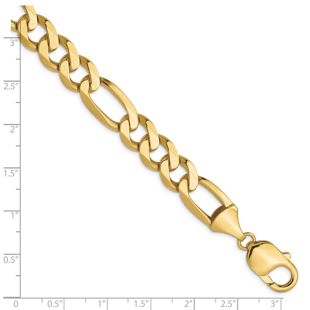 9 Inch 10K Yellow Gold 10mm Flat Figaro Chain Bracelet