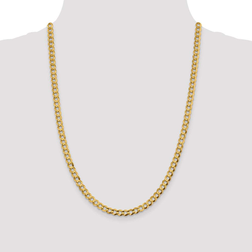 24 Inch 10K Yellow Gold 5.9mm Lightweight Flat Cuban Chain Necklace