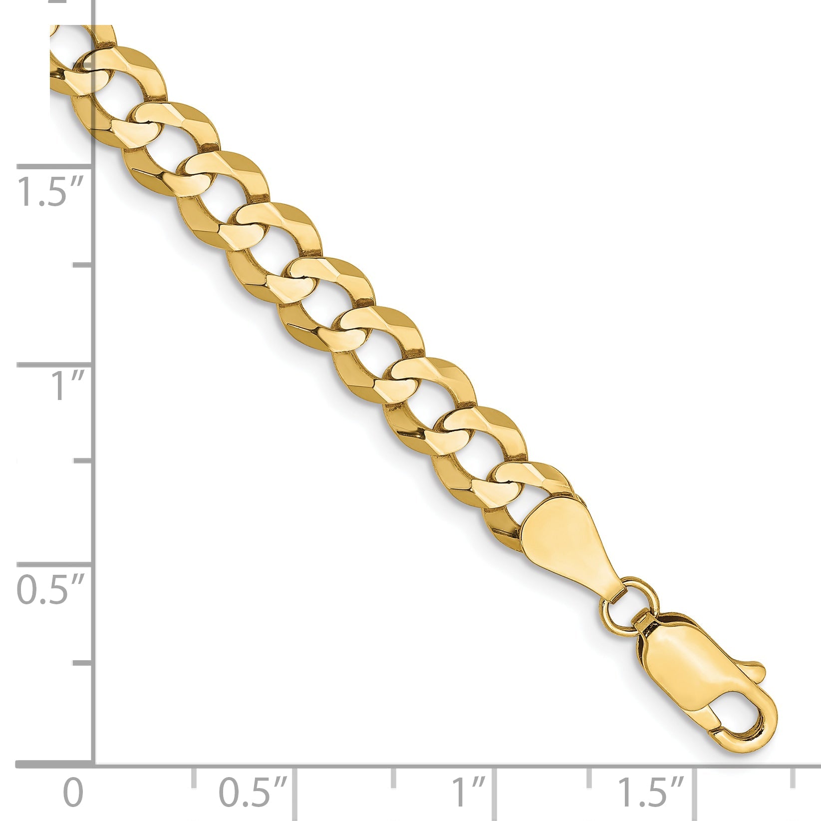 8 Inch 10K Yellow Gold 5.9mm Lightweight Flat Cuban Chain Bracelet