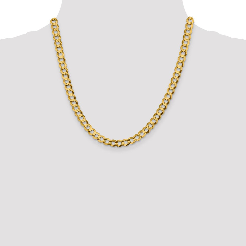 2 Inch 10K Yellow Gold 7.2mm Lightweight Flat Cuban Chain Necklace