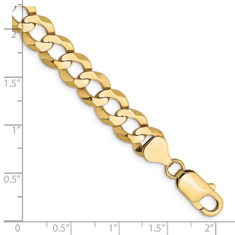 9 Inch 10K Yellow Gold 8.3mm Lightweight Flat Cuban Chain Bracelet