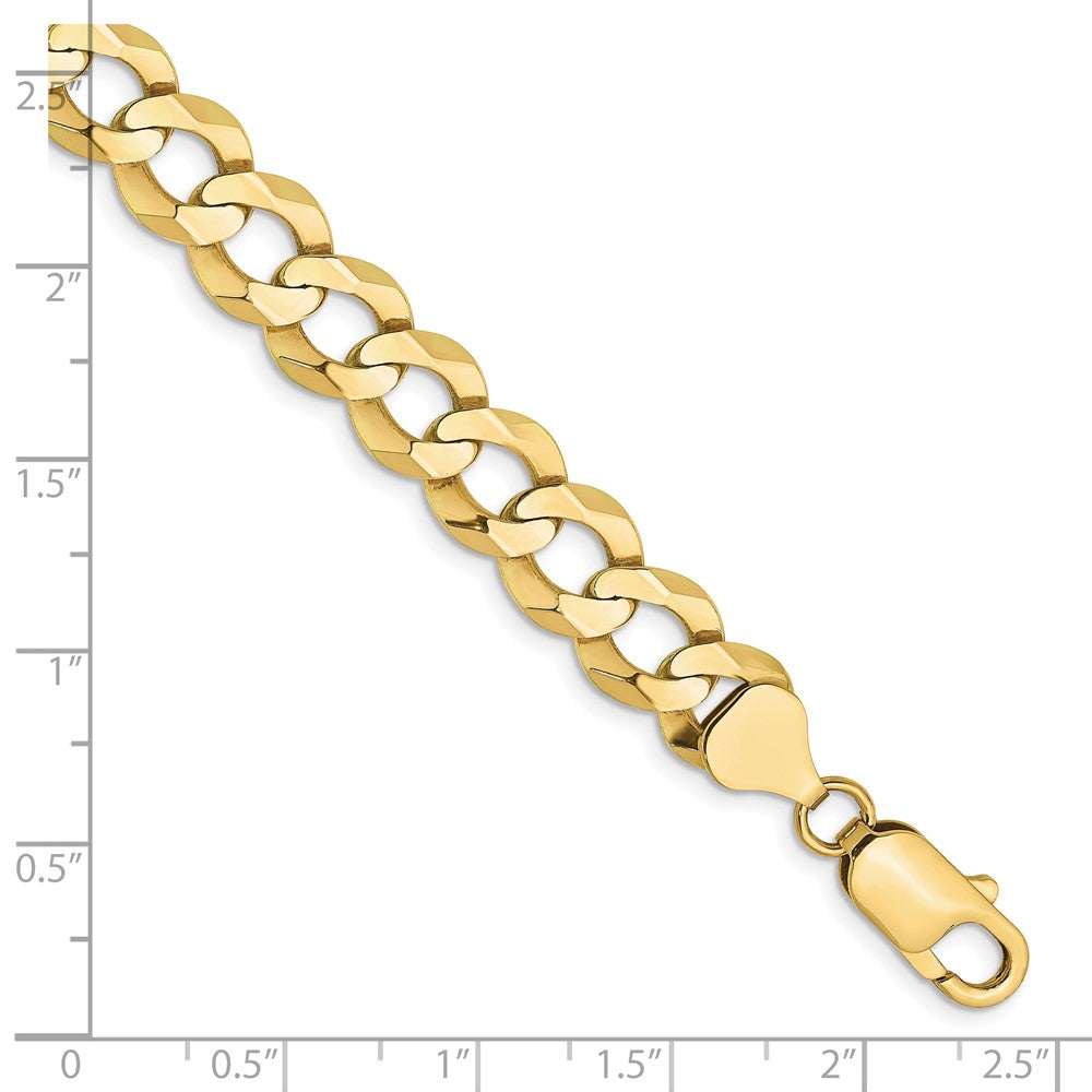 8 Inch 10K Yellow Gold 9.4mm Lightweight Flat Cuban Chain Bracelet