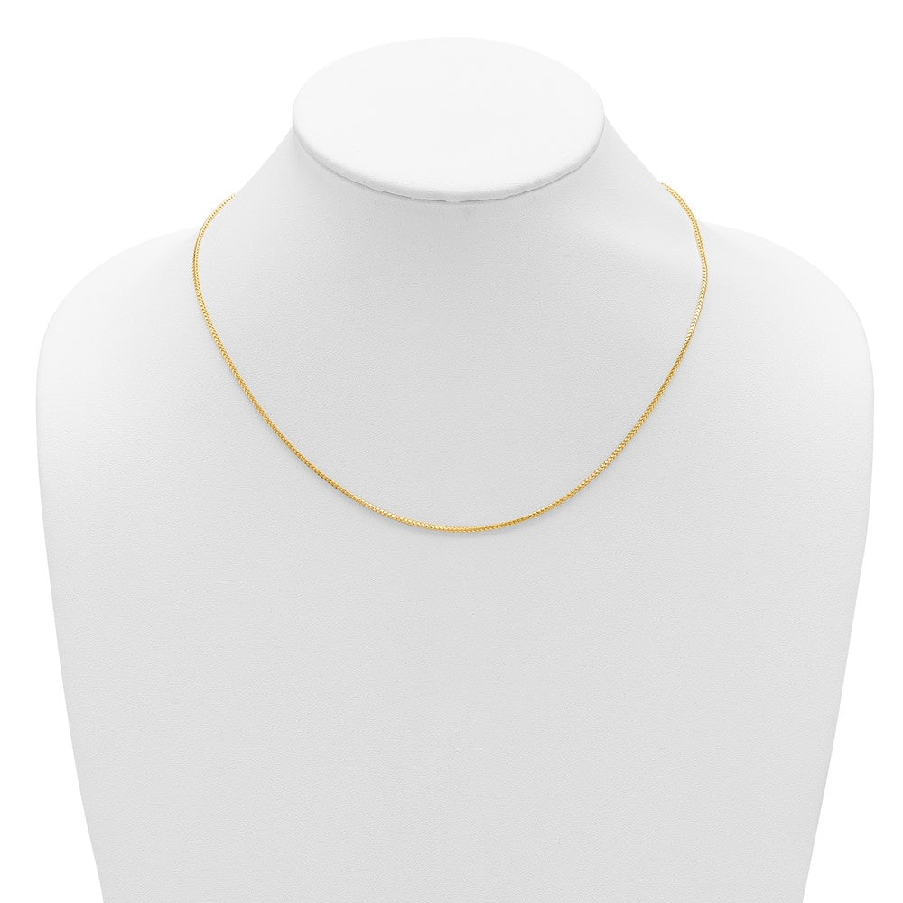 18 Inch 10K Yellow Gold 1.25mm Franco 1In+1In Adjustable Chain Necklace