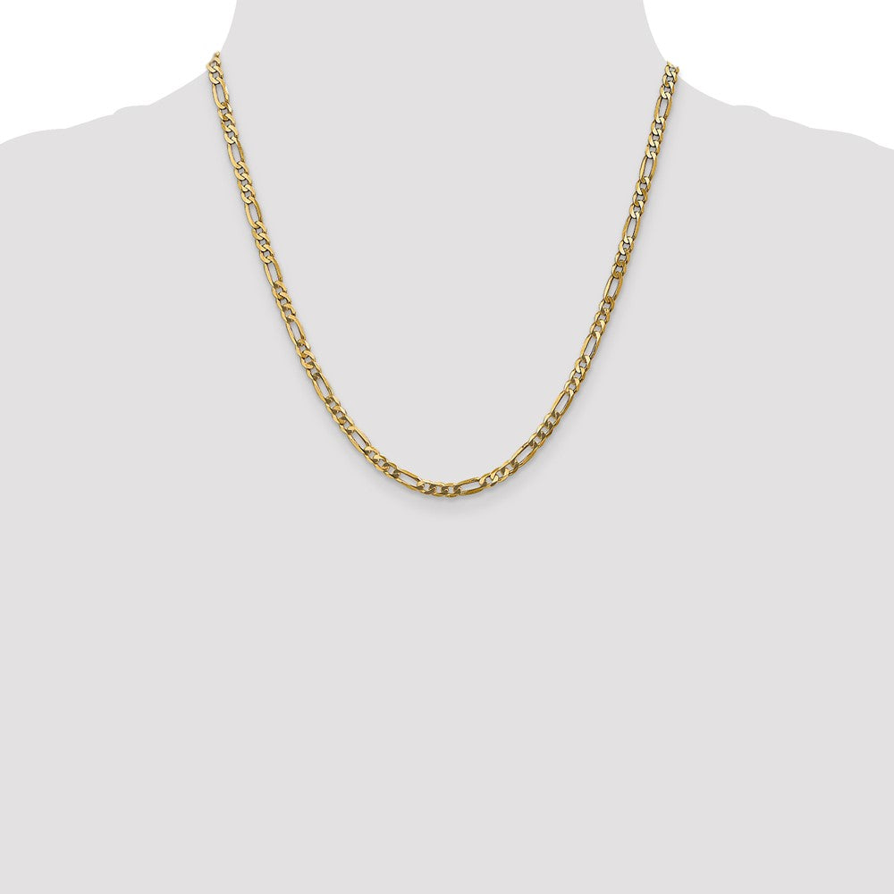 2 Inch 14K Yellow Gold 4mm Flat Figaro Chain Necklace