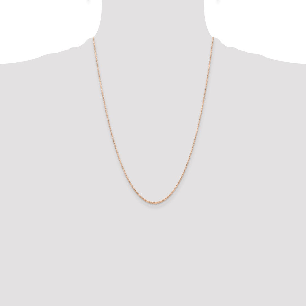 14K Rose Gold 24 Inch Carded .6mm Cable Rope With Spring Ring Clasp Chain Necklace