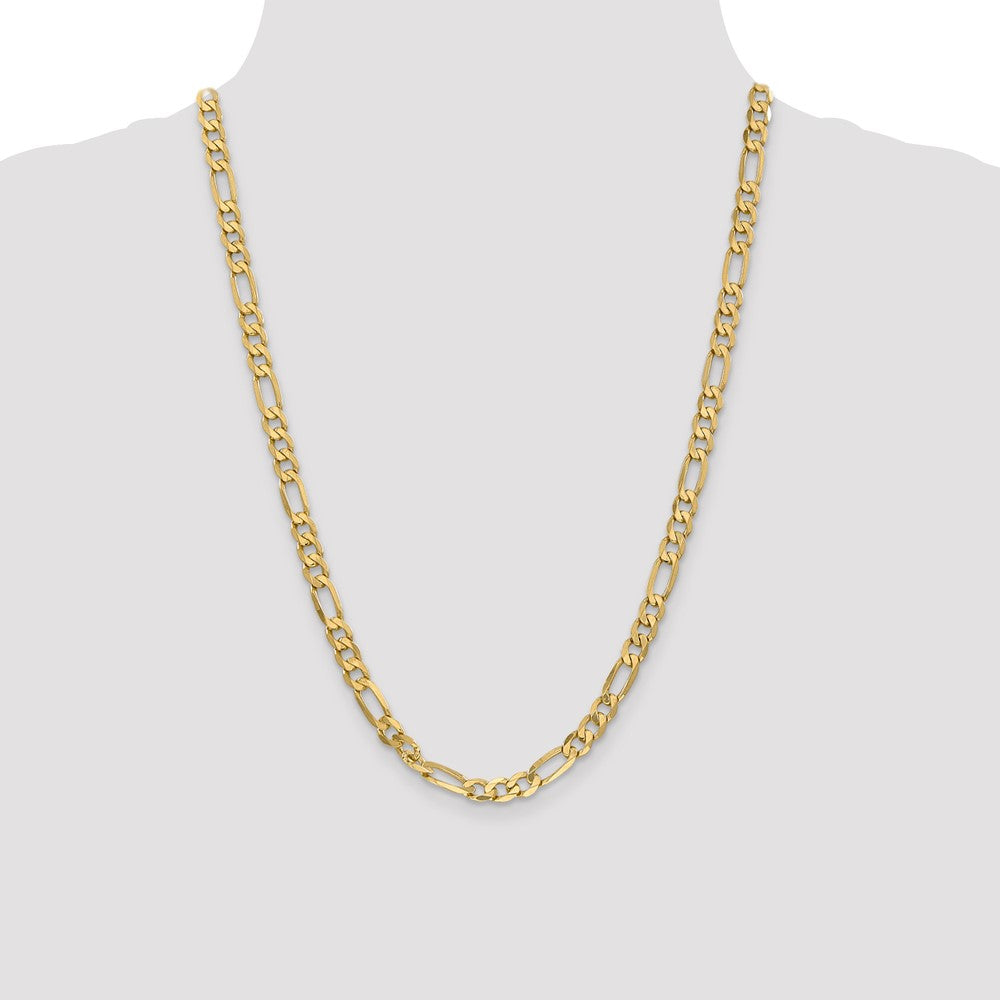 24 Inch 14K Yellow Gold 6.00mm Flat Figaro Chain Necklace
