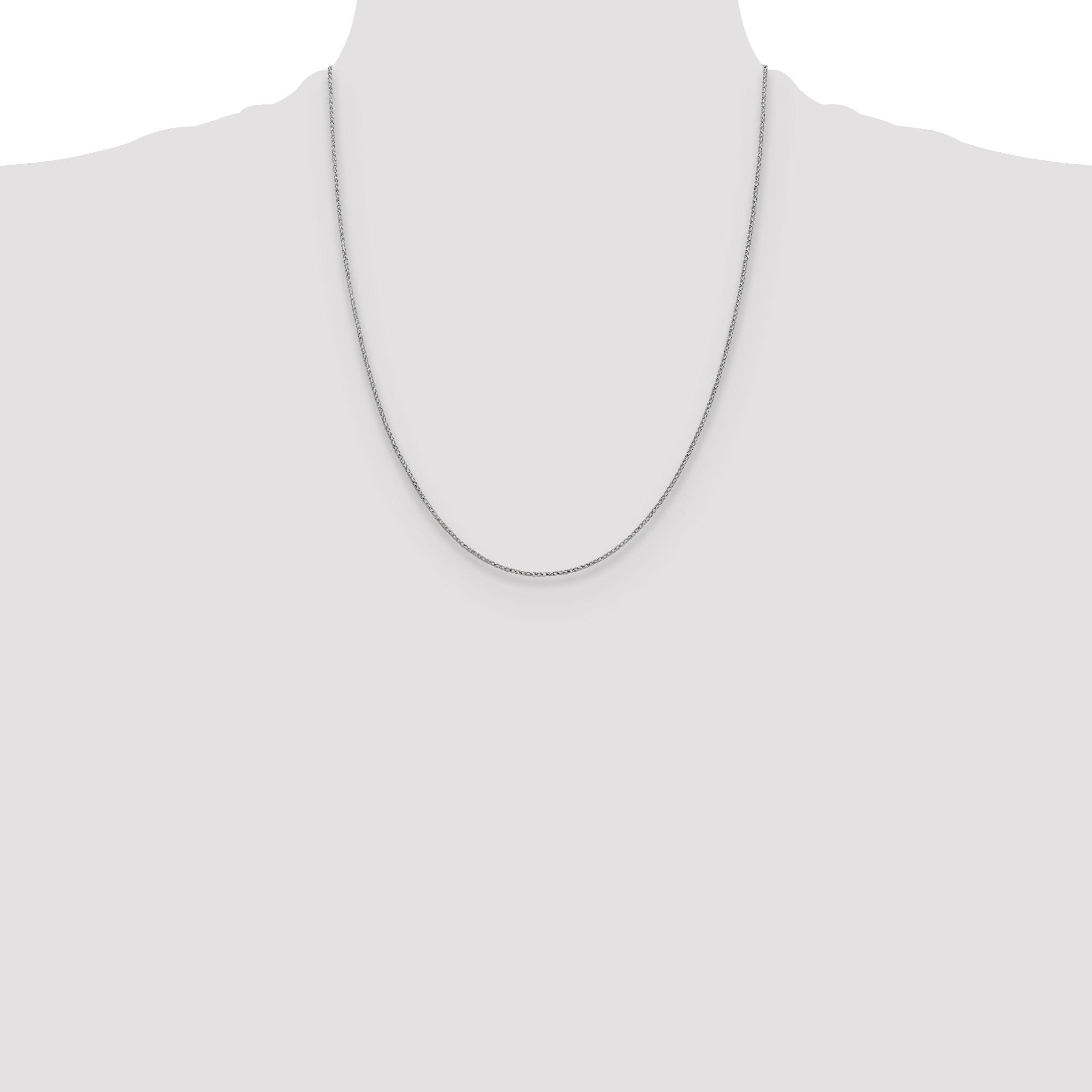 22 Inch 14K White Gold 1mm D/C Open Franco Chain Necklace