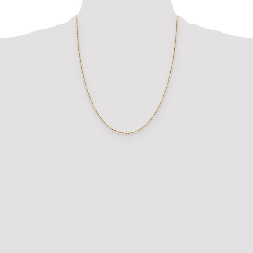 22 Inch 14K Yellow Gold 1mm D/C Open Long Link Cable Chain Necklace