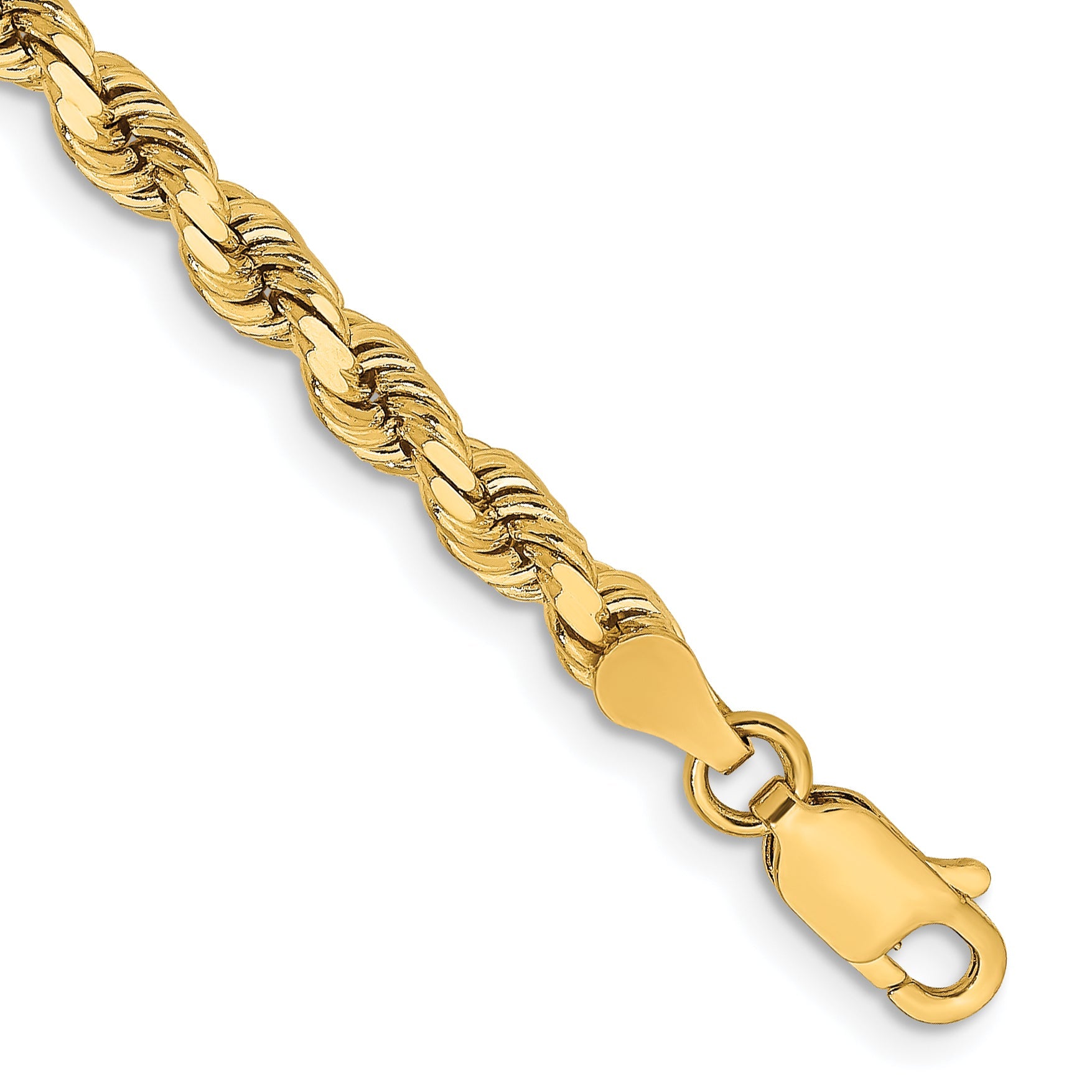 Inch 14K Yellow Gold Diamond Cut Rope Chain Necklace