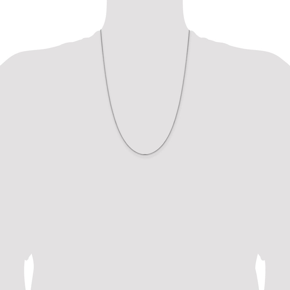 24 Inch 14K White Gold 1mm Concave Box Chain Necklace