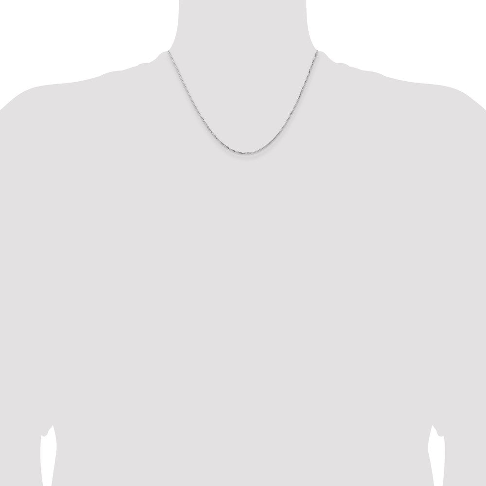 18 Inch 14K White Gold 1.10mm Concave Box Chain Necklace