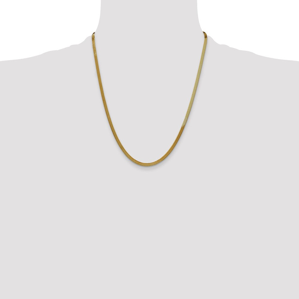 22 Inch 14K Yellow Gold 3mm Silky Herringbone Chain Necklace