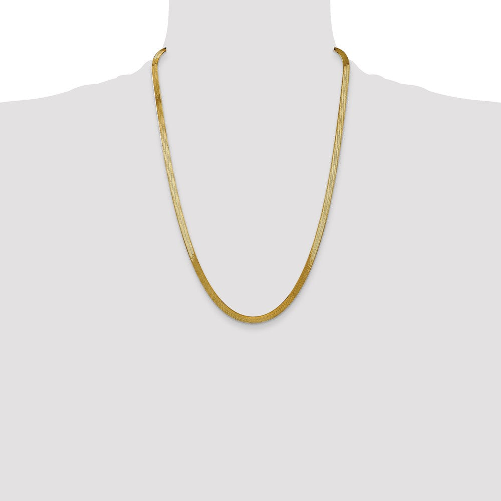 24 Inch 14K Yellow Gold 5mm Silky Herringbone Chain Necklace