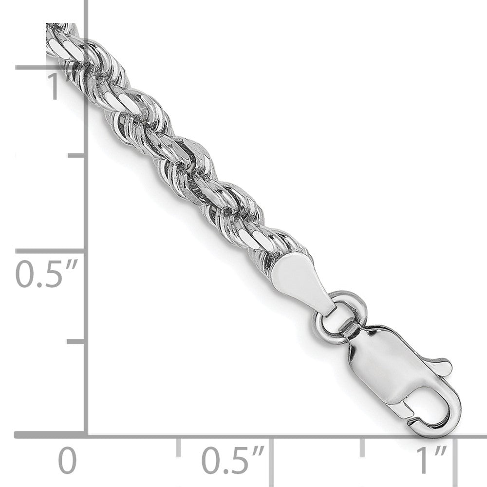 8 Inch 14K White Gold 3.5mm Diamond Cut Rope Chain Bracelet
