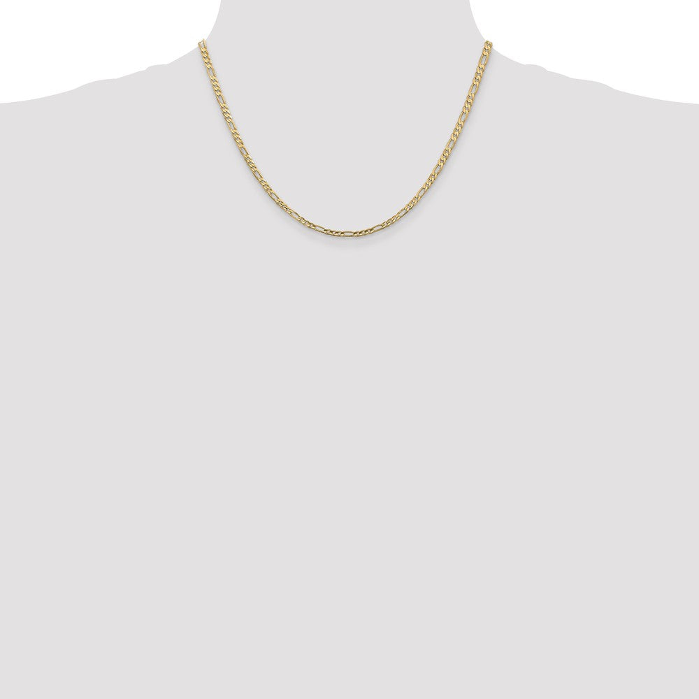 18 Inch 14K Yellow Gold 3mm Concave Open Figaro Chain Necklace