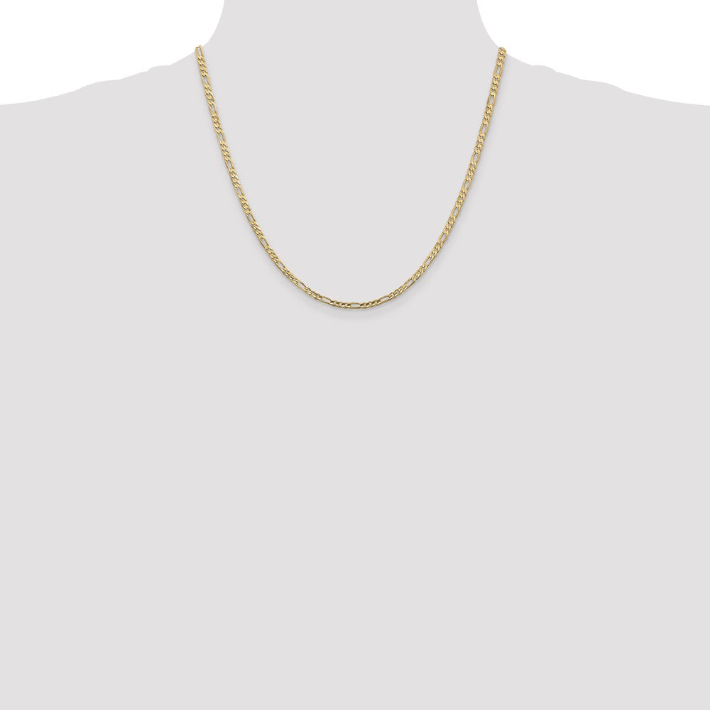 2 Inch 14K Yellow Gold 3mm Concave Open Figaro Chain Necklace