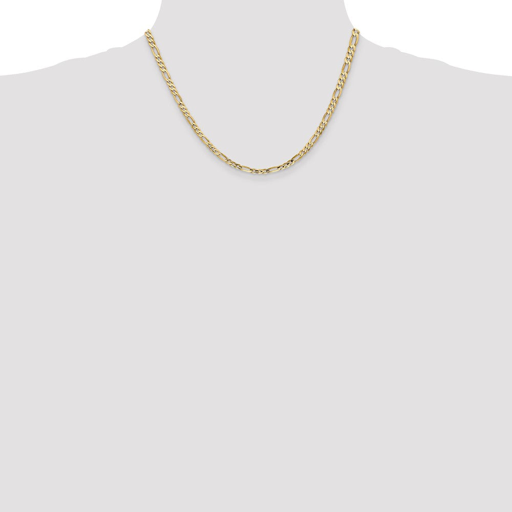 18 Inch 14K Yellow Gold 4mm Concave Open Figaro Chain Necklace