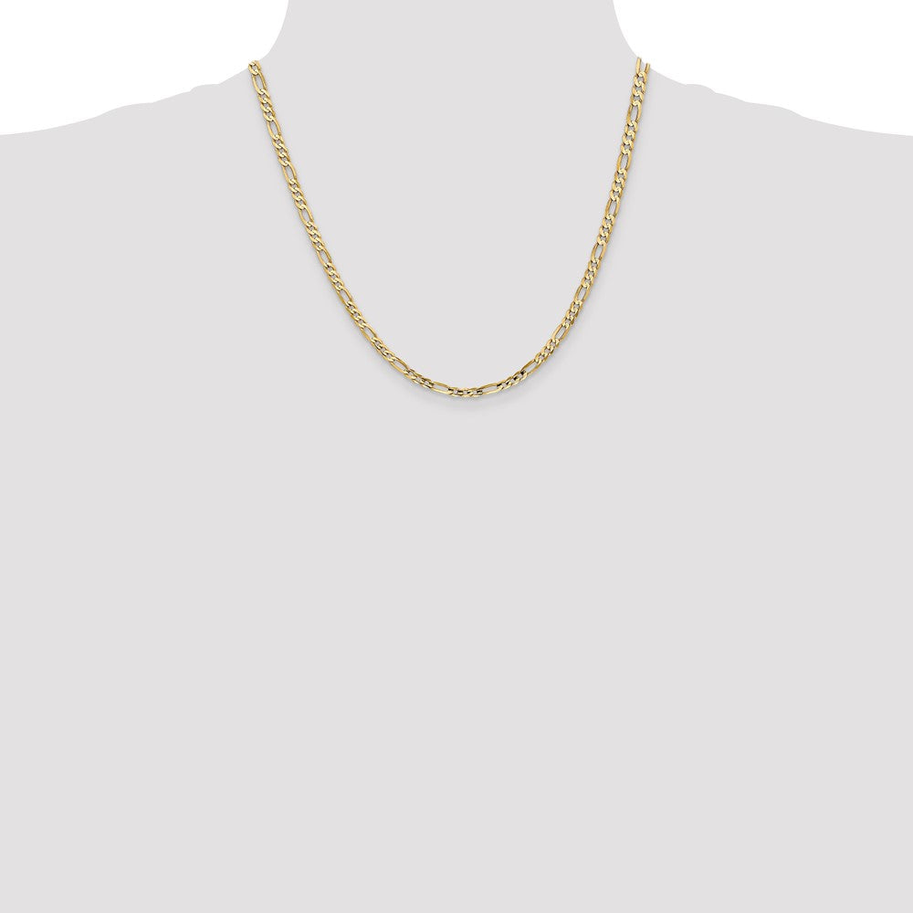 2 Inch 14K Yellow Gold 4mm Concave Open Figaro Chain Necklace