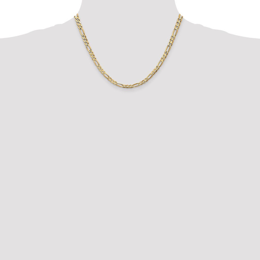 18 Inch 14K Yellow Gold 4.5mm Concave Open Figaro Chain Necklace