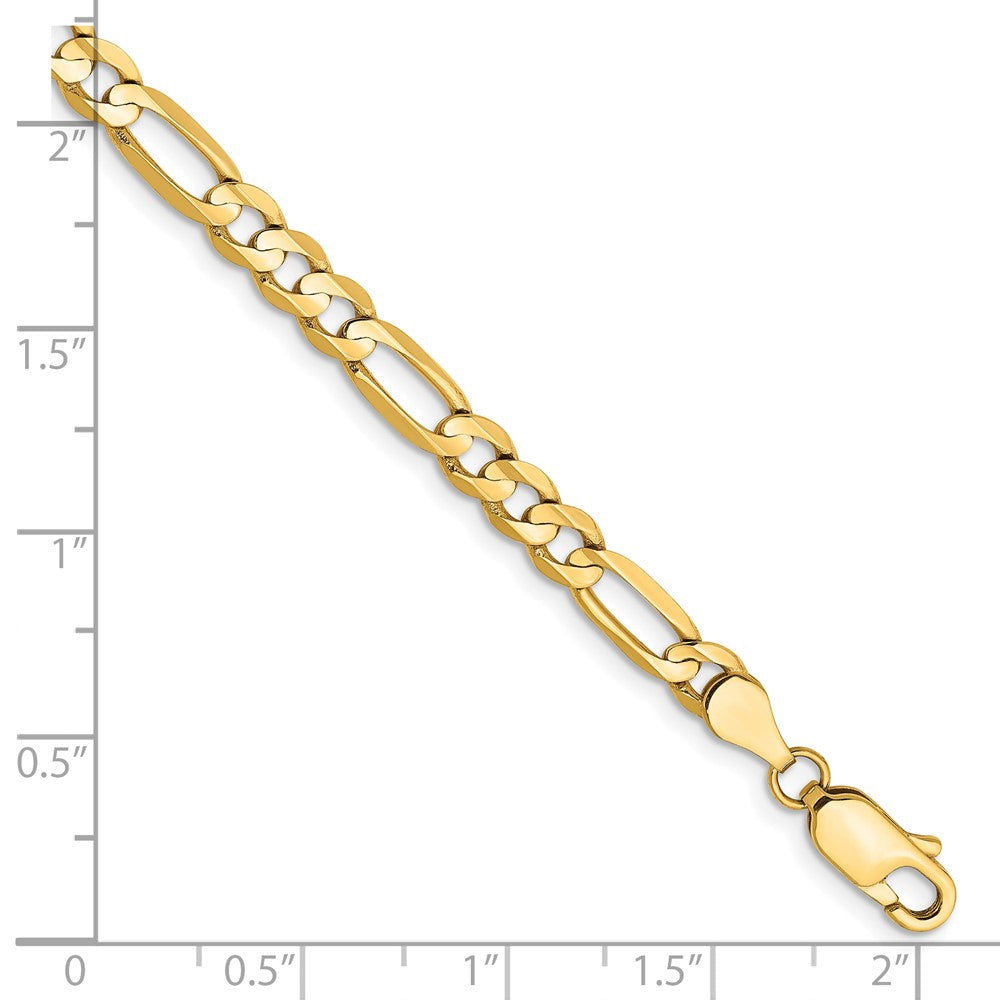 8 Inch 14K Yellow Gold 4.5mm Concave Open Figaro Chain Bracelet