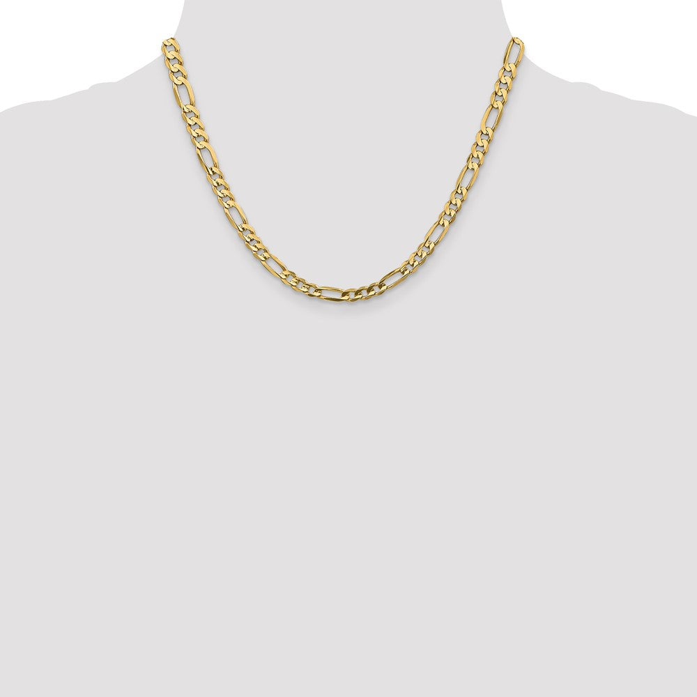 18 Inch 14K Yellow Gold 5.5mm Concave Open Figaro Chain Necklace