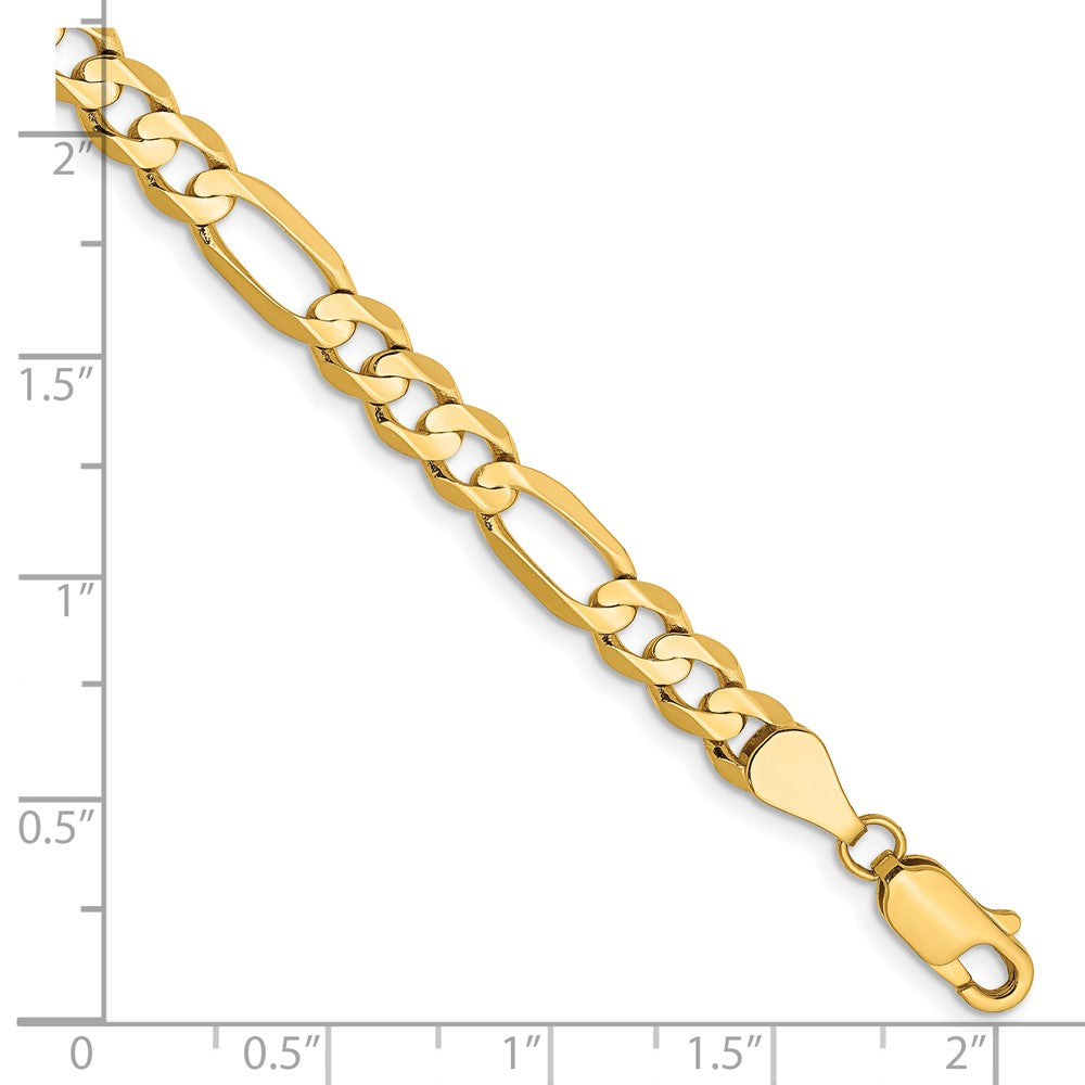 9 Inch 14K Yellow Gold 5.5mm Concave Open Figaro Chain Bracelet