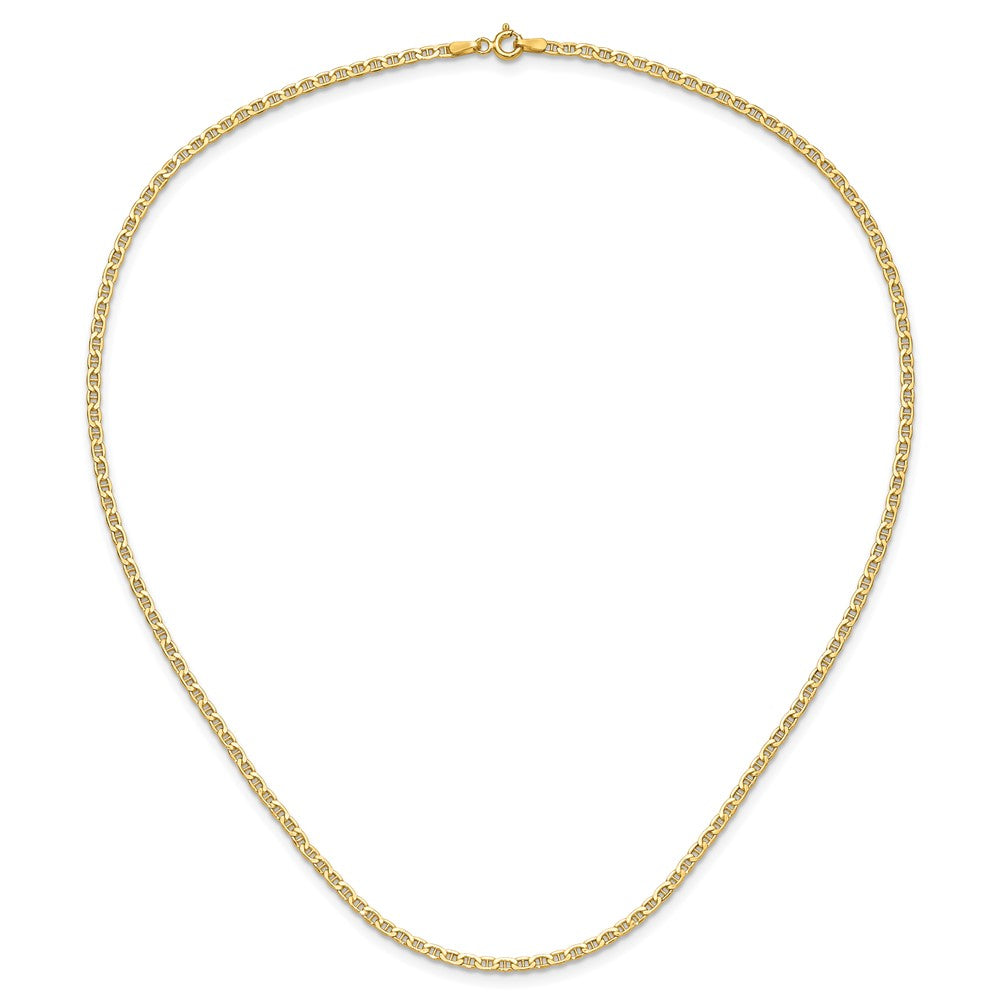 18 Inch 14K Yellow Gold 2.4mm Semi Solid Anchor Chain Necklace