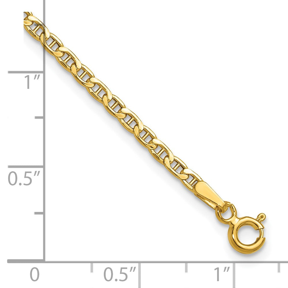 8 Inch 14K Yellow Gold 2.4mm Semi Solid Anchor Chain Bracelet