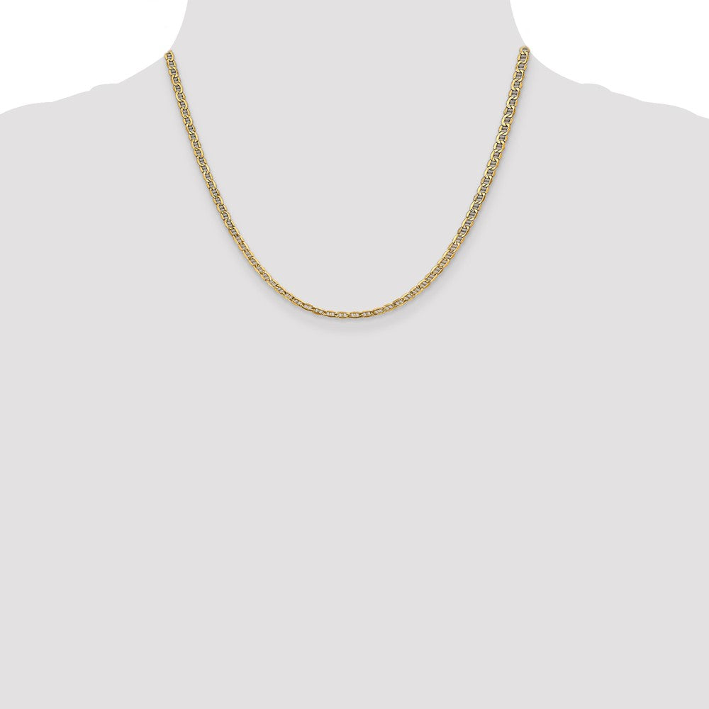 18 Inch 14K Yellow Gold 3.2mm Semi Solid Anchor Chain Necklace
