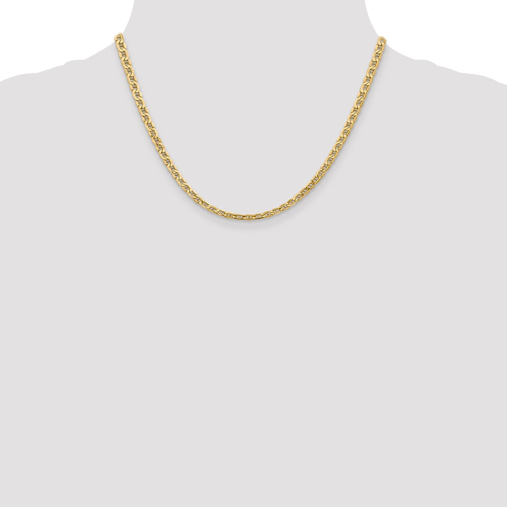 18 Inch 14K Yellow Gold 4mm Semi Solid Anchor Chain Necklace