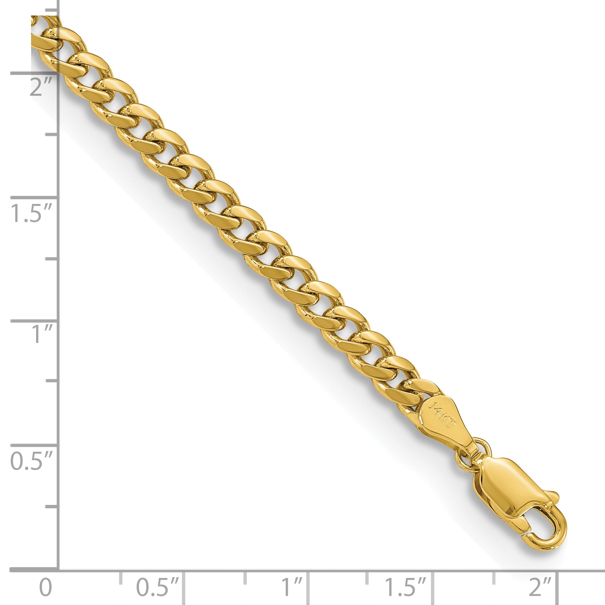 7 Inch 14K Yellow Gold 4.25mm Solid Miami Cuban Chain Bracelet