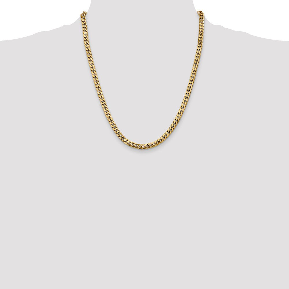 22 Inch 14K Yellow Gold 5mm Solid Miami Cuban Chain Necklace