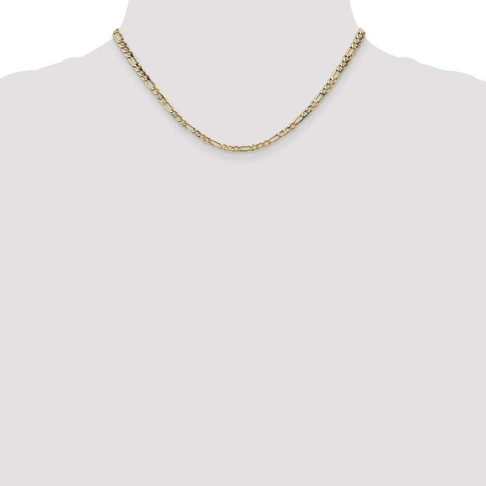 16 Inch 14K Yellow Gold 3.5mm Semi Solid Figaro Chain Necklace