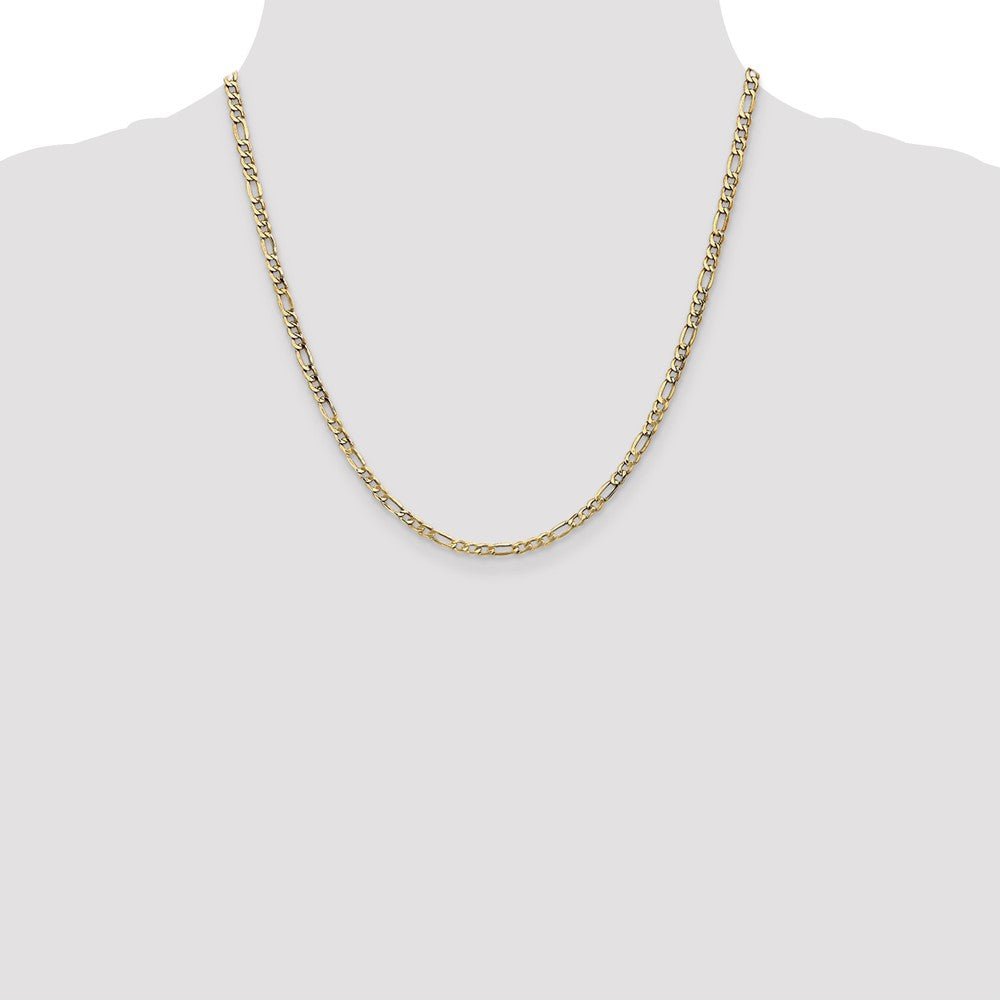 2 Inch 14K Yellow Gold 3.5mm Semi Solid Figaro Chain Necklace