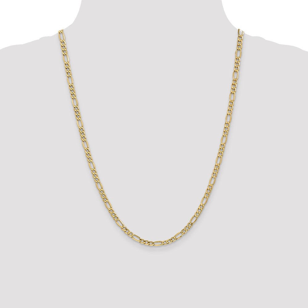 24 Inch 14K Yellow Gold 4.2mm Semi Solid Figaro Chain Necklace