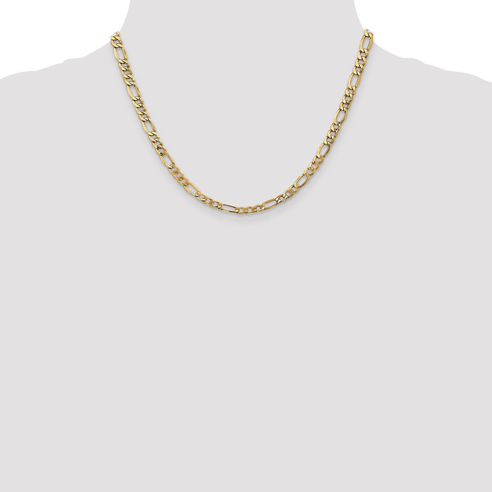 18 Inch 14K Yellow Gold 5.75mm Semi Solid Figaro Chain Necklace