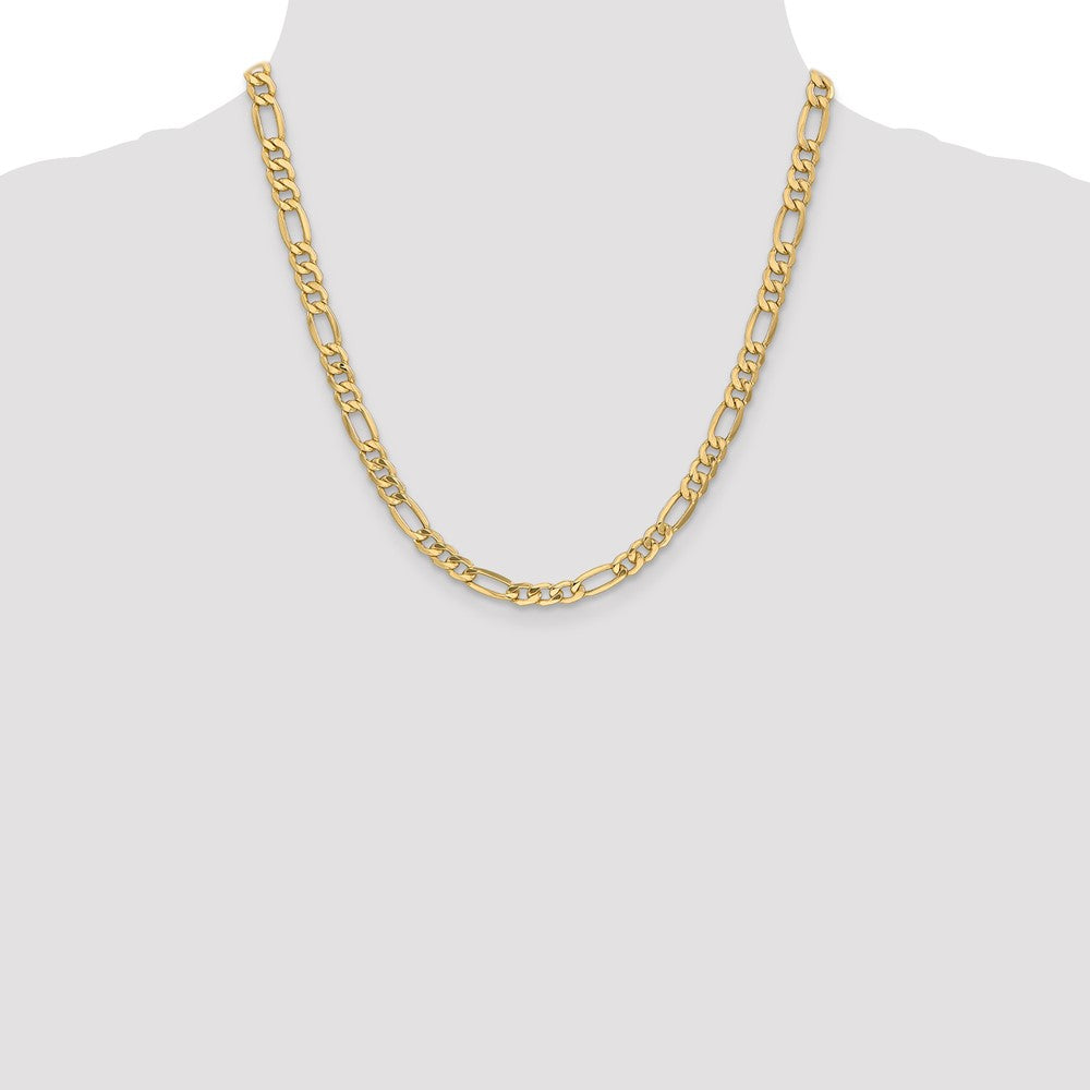 2 Inch 14K Yellow Gold 6.25mm Semi Solid Figaro Chain Necklace