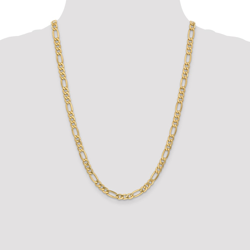 24 Inch 14K Yellow Gold 6.25mm Semi Solid Figaro Chain Necklace