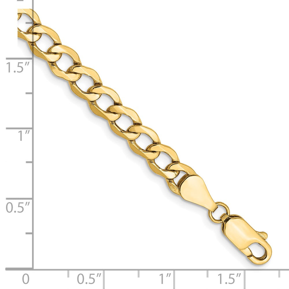 8 Inch 14K Yellow Gold 5.25mm Semi Solid Curb Chain Bracelet