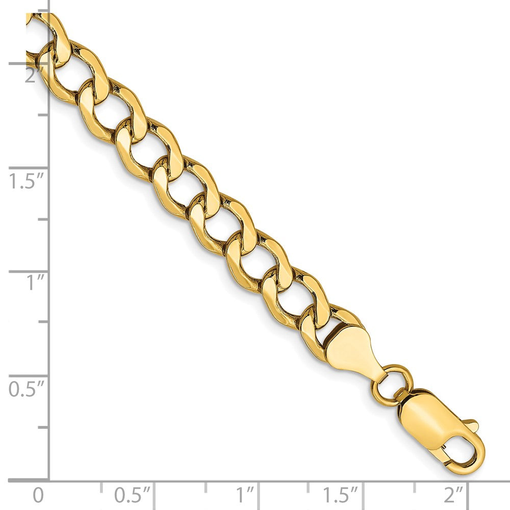 7 Inch 14K Yellow Gold 6.5mm Semi Solid Curb Chain Bracelet