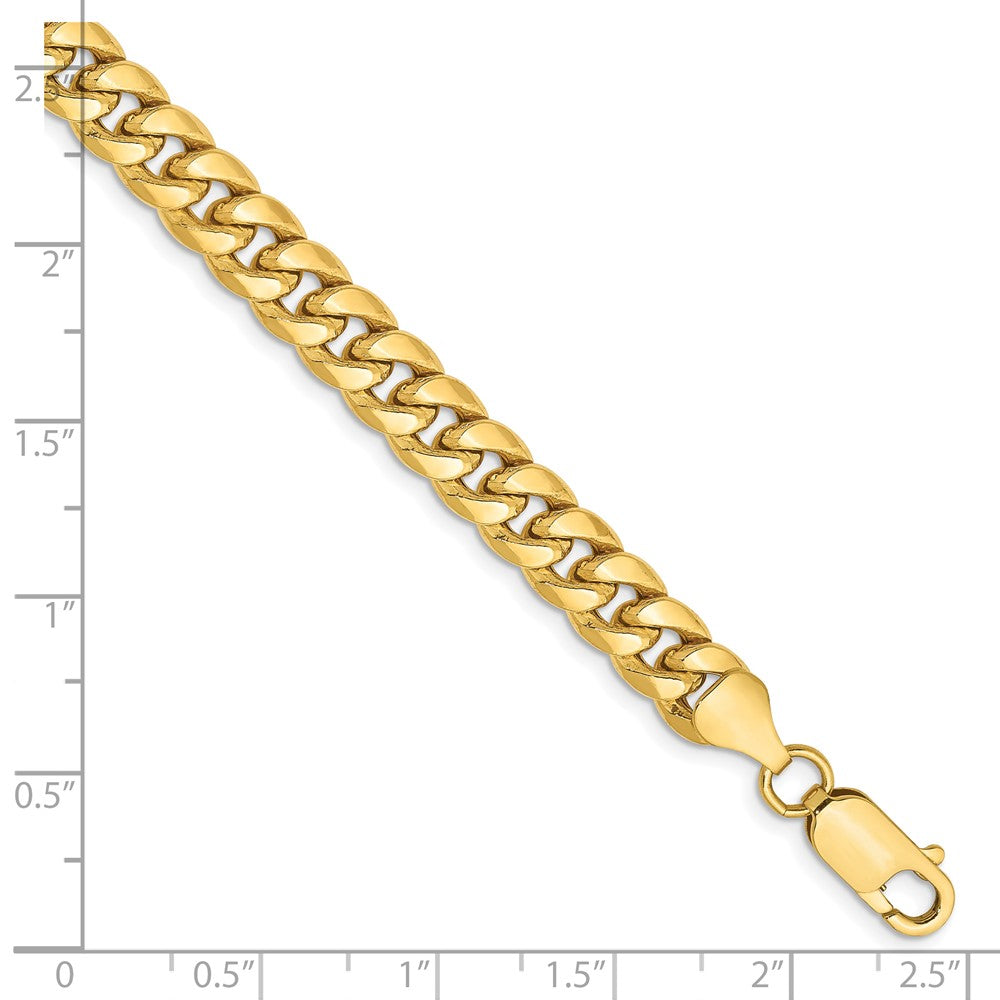 9 Inch 14K Yellow Gold 6.75mm Semi Solid Miami Cuban Chain Bracelet