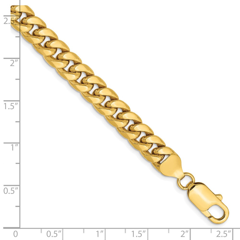 9 Inch 14K Yellow Gold 7.3mm Semi Solid Miami Cuban Chain Bracelet