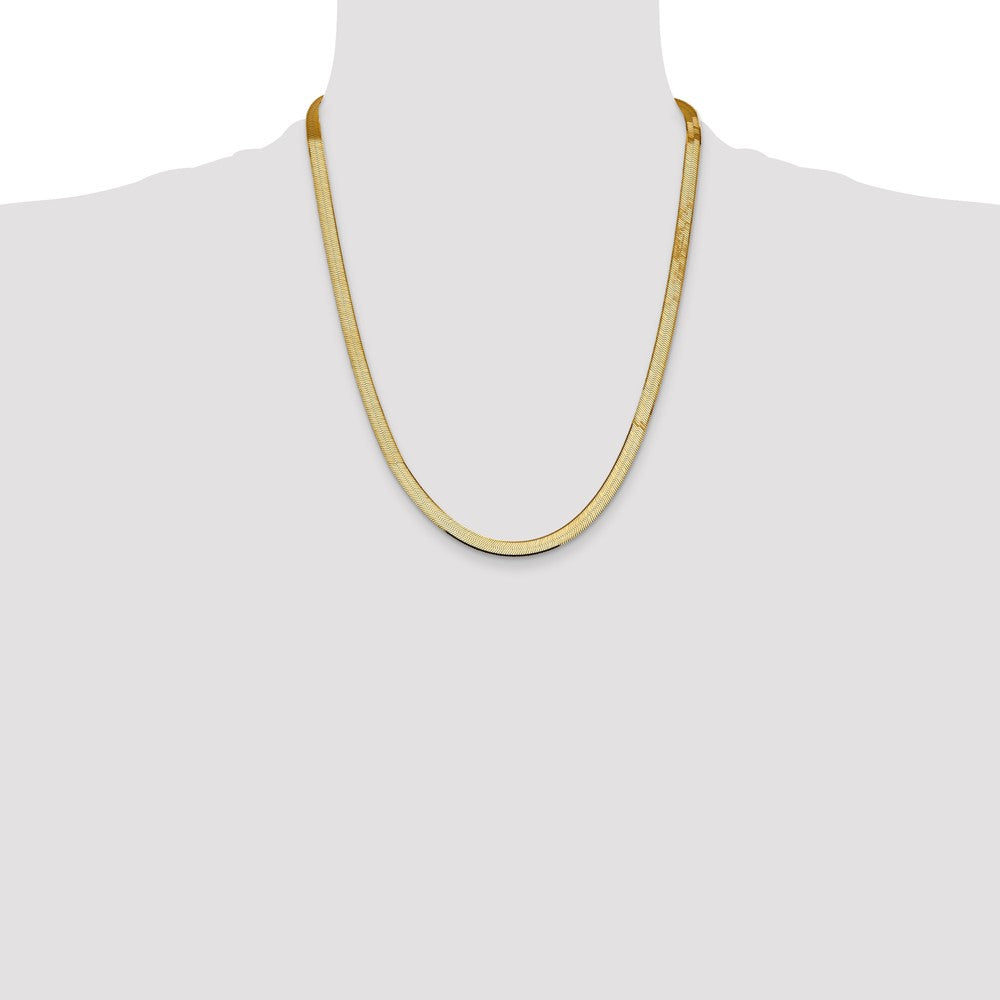 22 Inch 14K Yellow Gold 5.5mm Silky Herringbone Chain Necklace