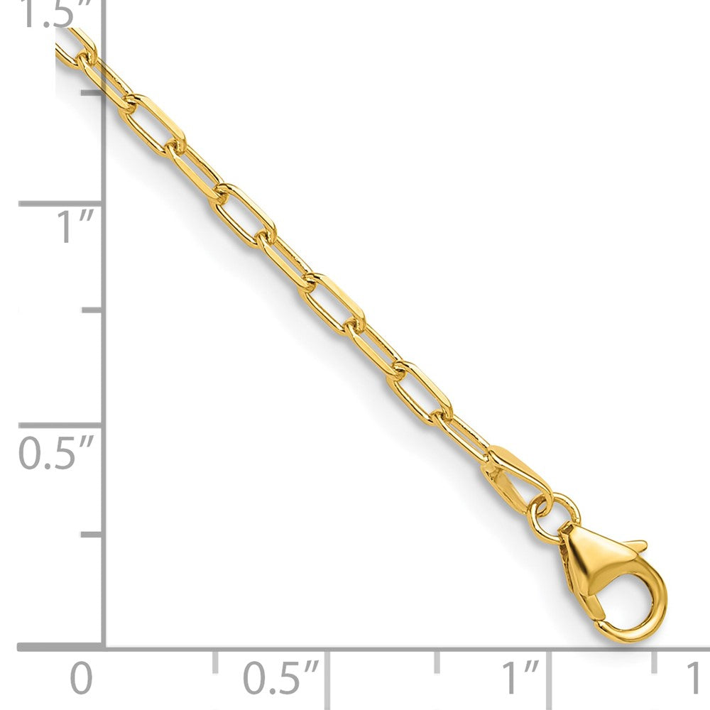 7 Inch 14K Yellow Gold 2.2mm Solid Beveled D/C Paperclip Chain Bracelet