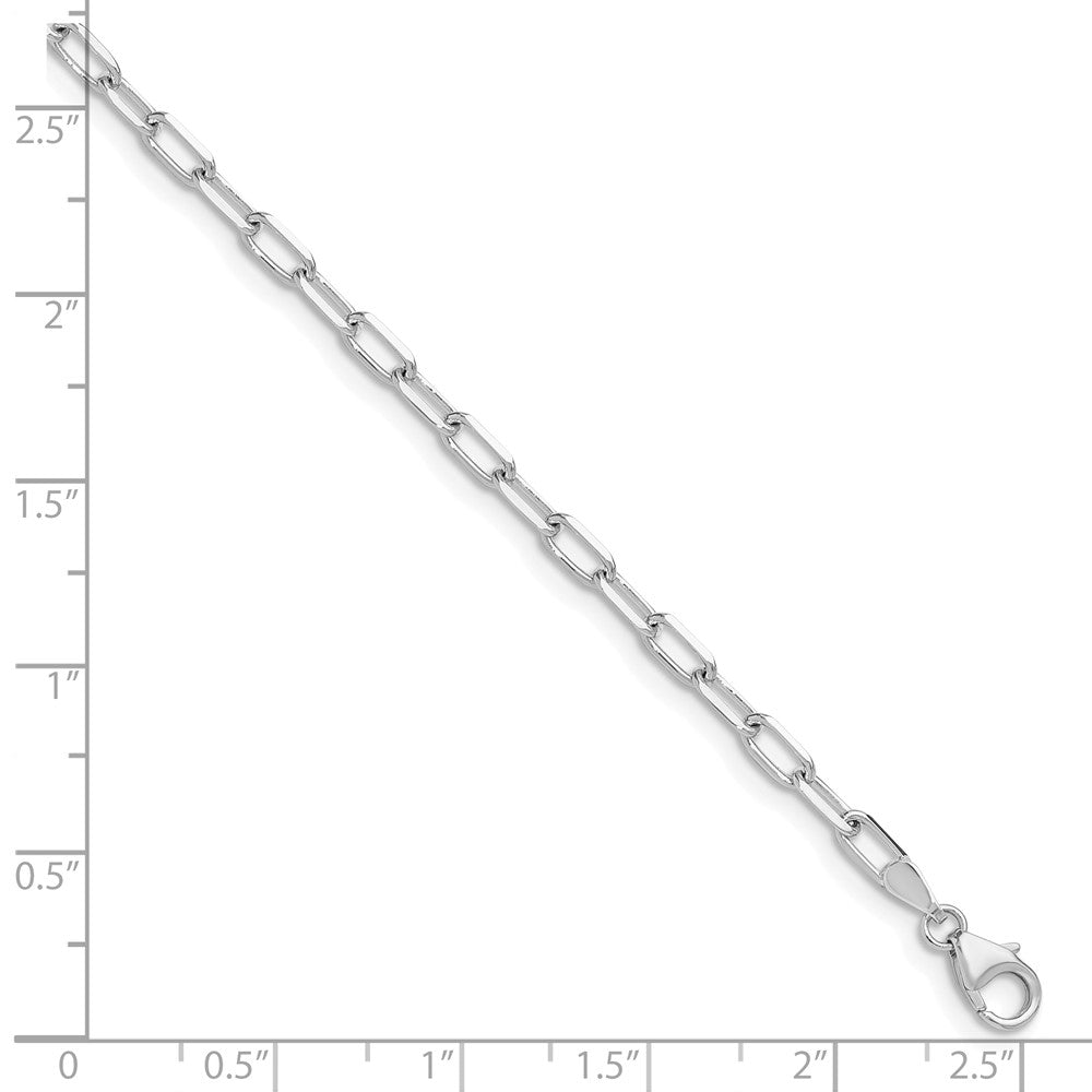 8 Inch 14K White Gold Wg 3.0mm Solid Beveled D/C Paperclip Chain Bracelet