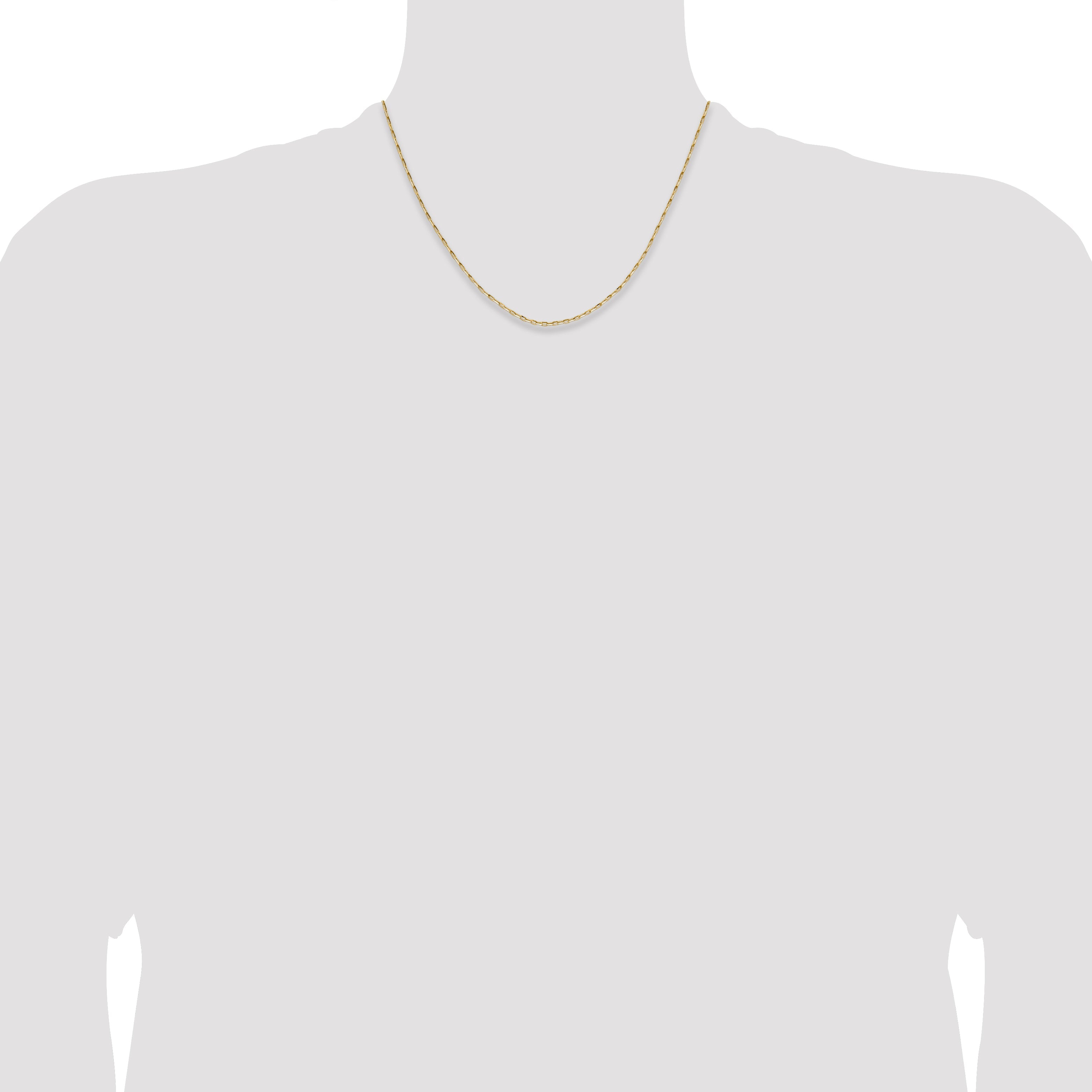 18 Inch 14K Yellow Gold 1.4mm D/C Open Long Link Cable Chain Necklace